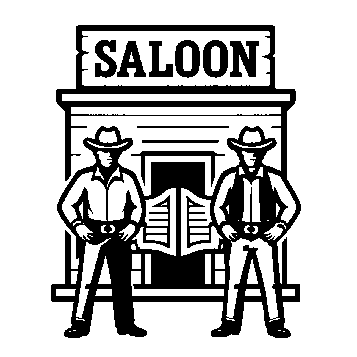 Old Western Saloon Scene SVG free download for Cricut, Silhouette and design projects