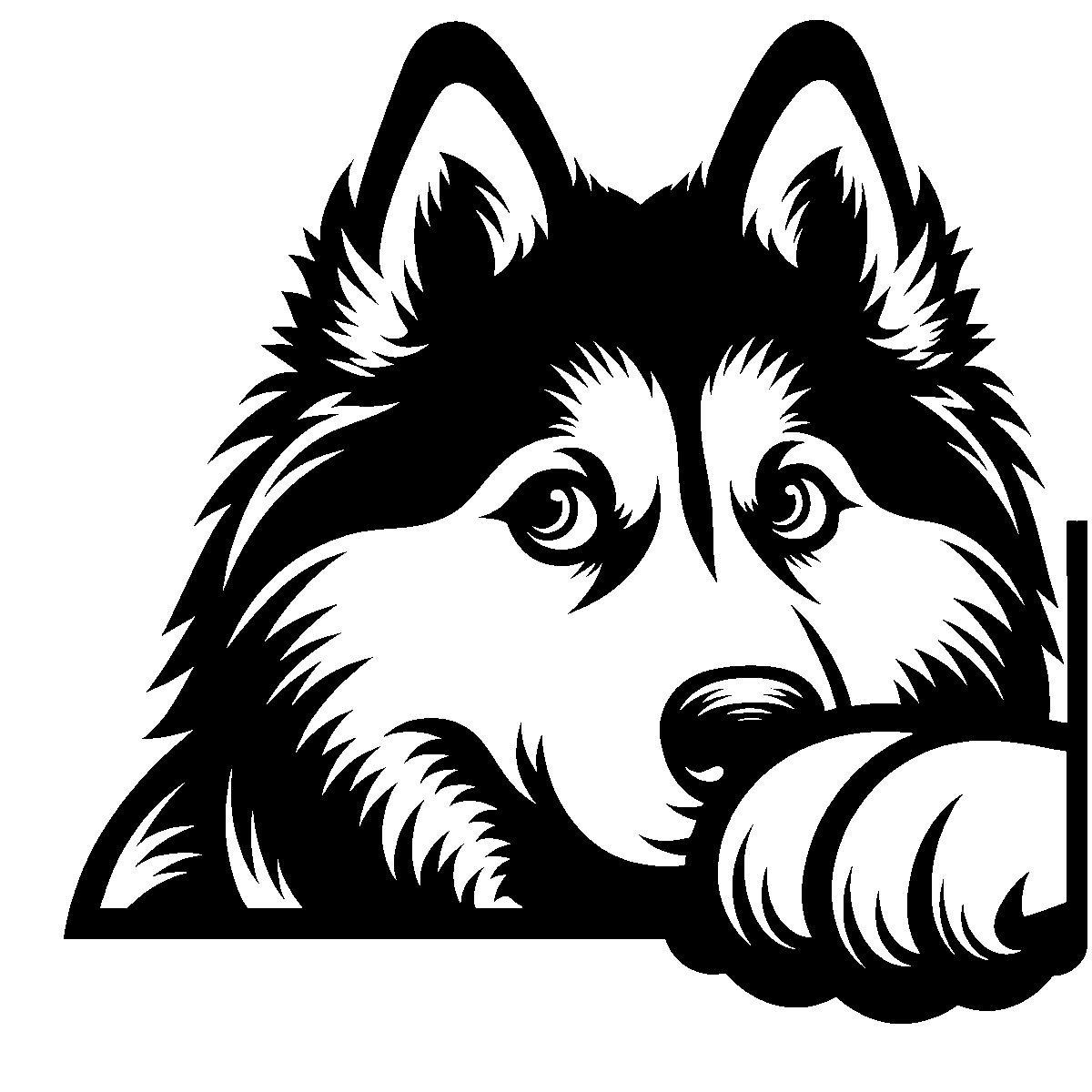 Peeking Husky Clipart SVG free download for Cricut, Silhouette and design projects