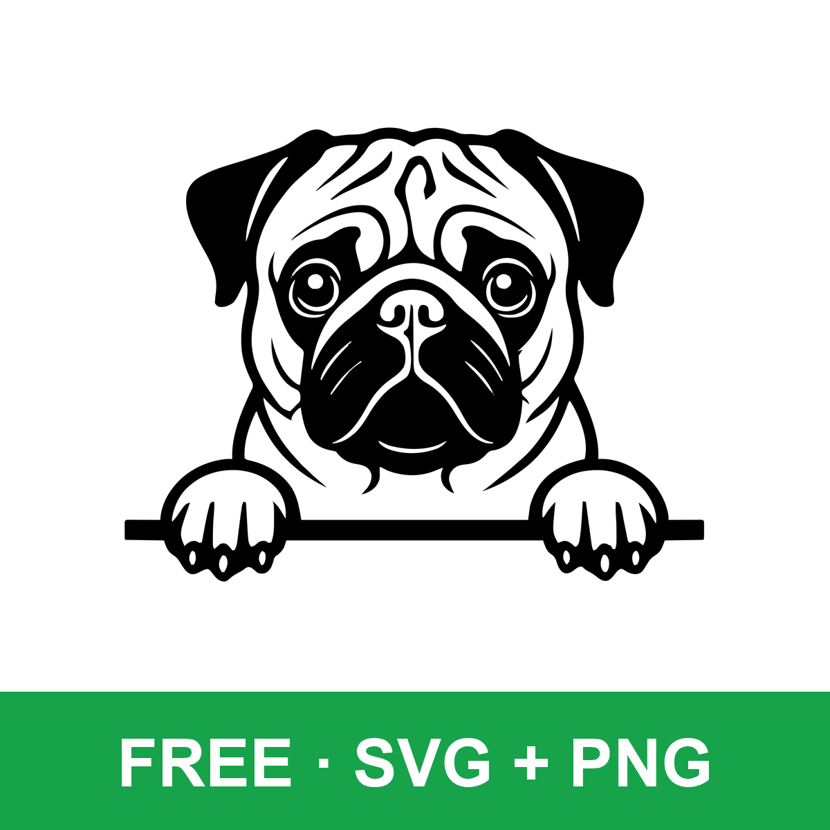 Peeking Pug Dog free SVG cut file for Cricut and Silhouette