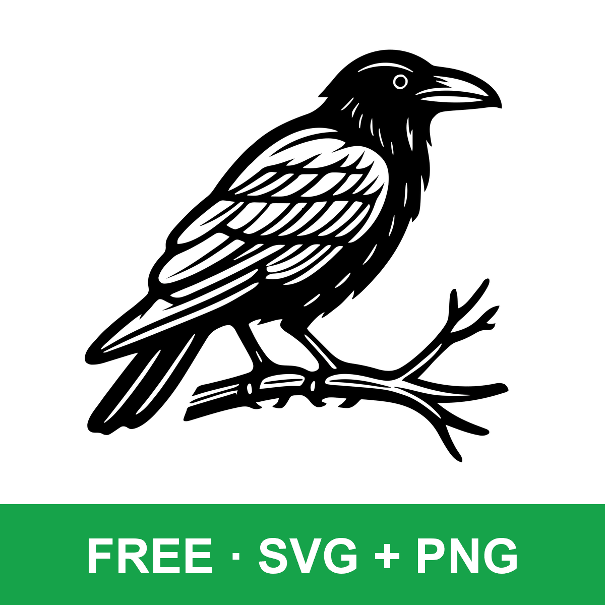Perched Raven Clipart free SVG cut file for Cricut and Silhouette