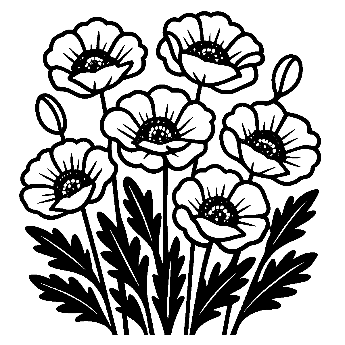 Poppy Flower Field SVG free download for Cricut, Silhouette and design projects