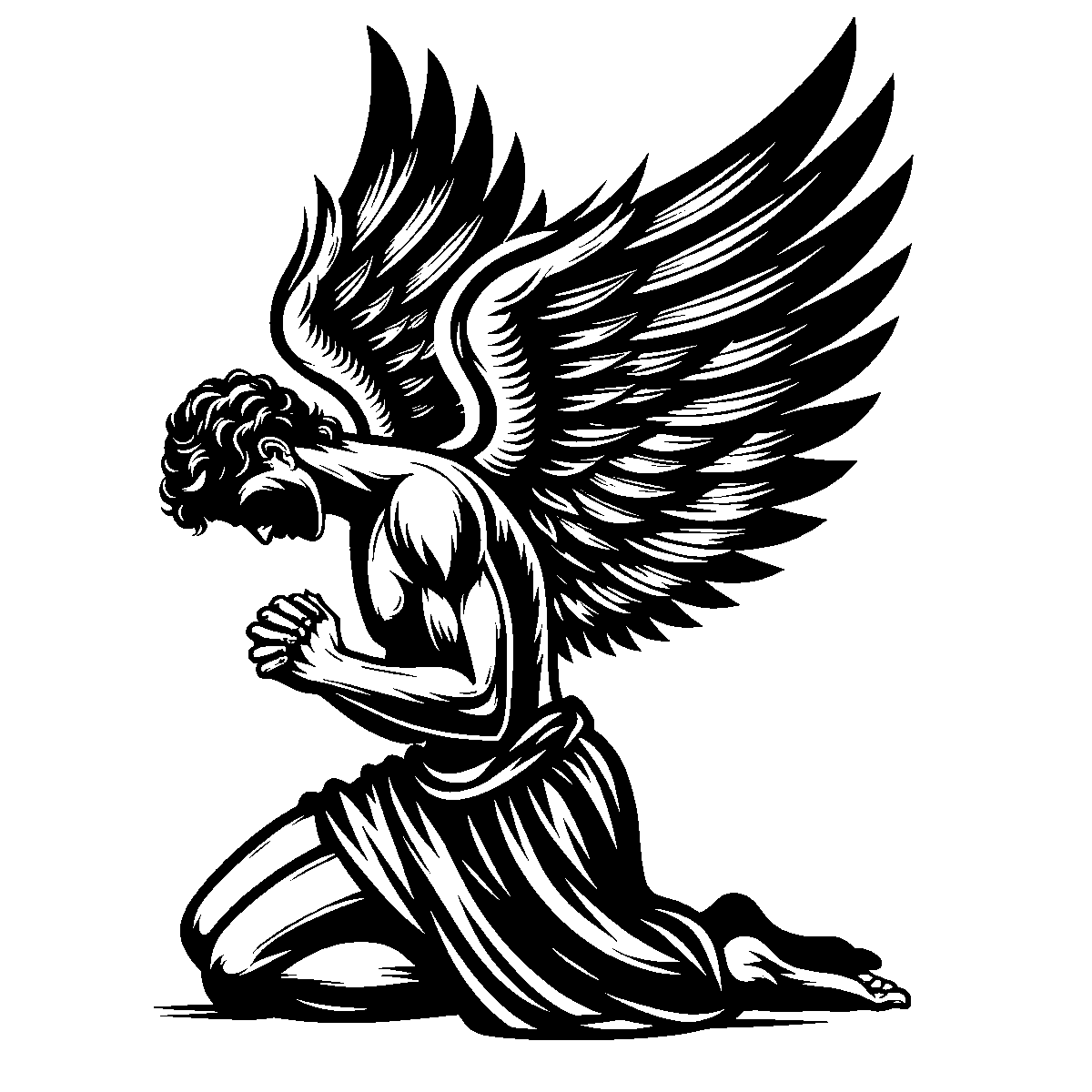 Praying Angel Clipart SVG free download for Cricut, Silhouette and design projects