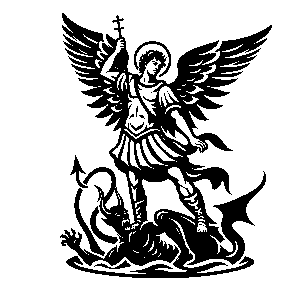 Saint Michael Art SVG free download for Cricut, Silhouette and design projects