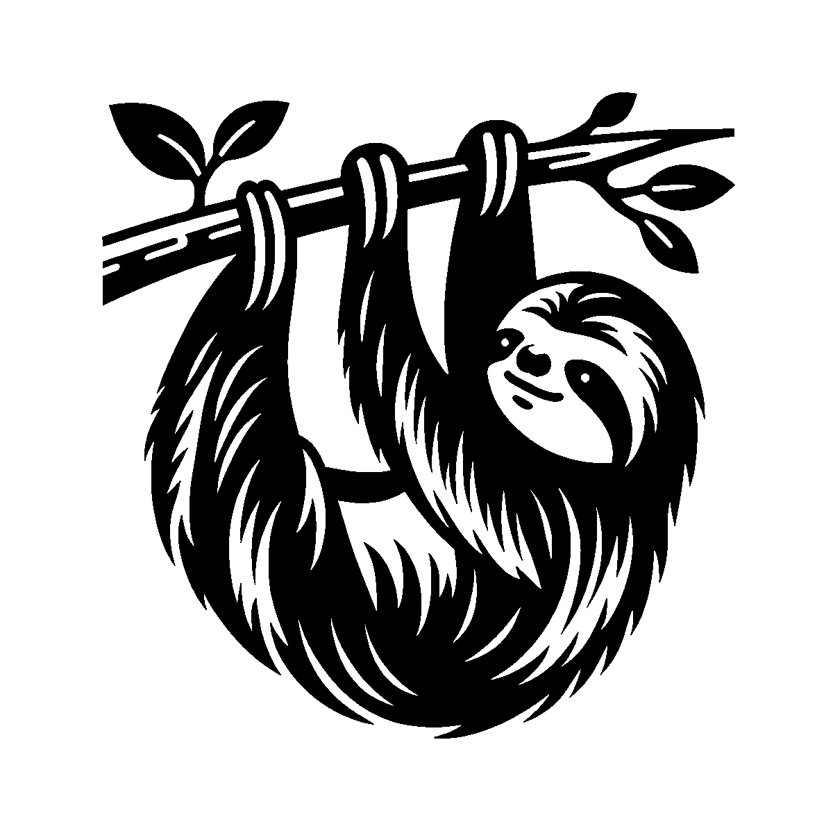 Sloth on Branch SVG free download for Cricut, Silhouette and design projects