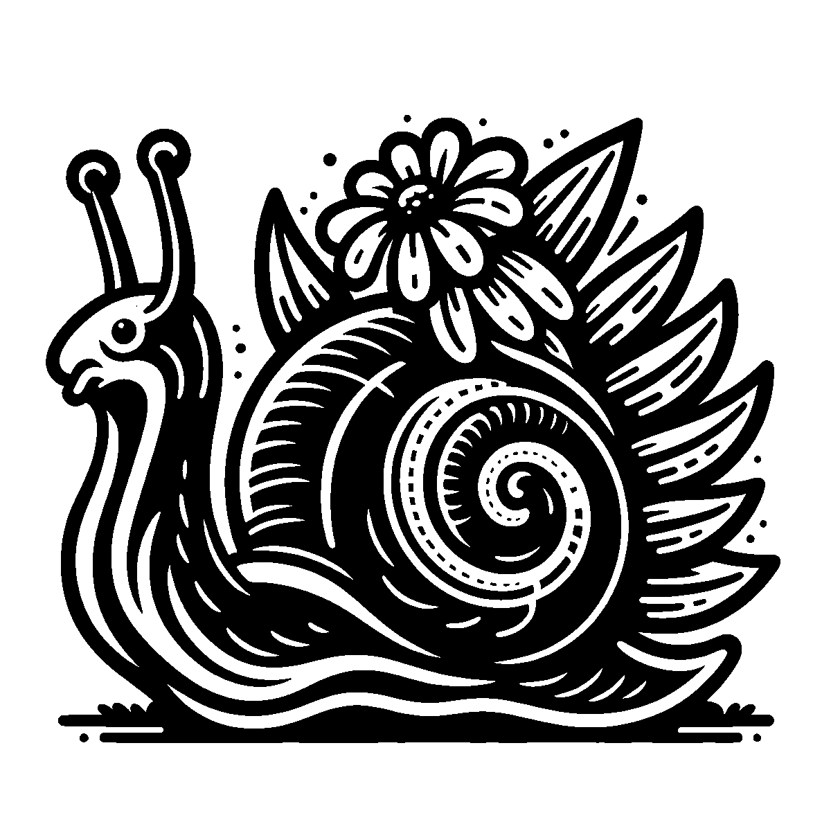 Snail Holding Flower SVG free download for Cricut, Silhouette and design projects