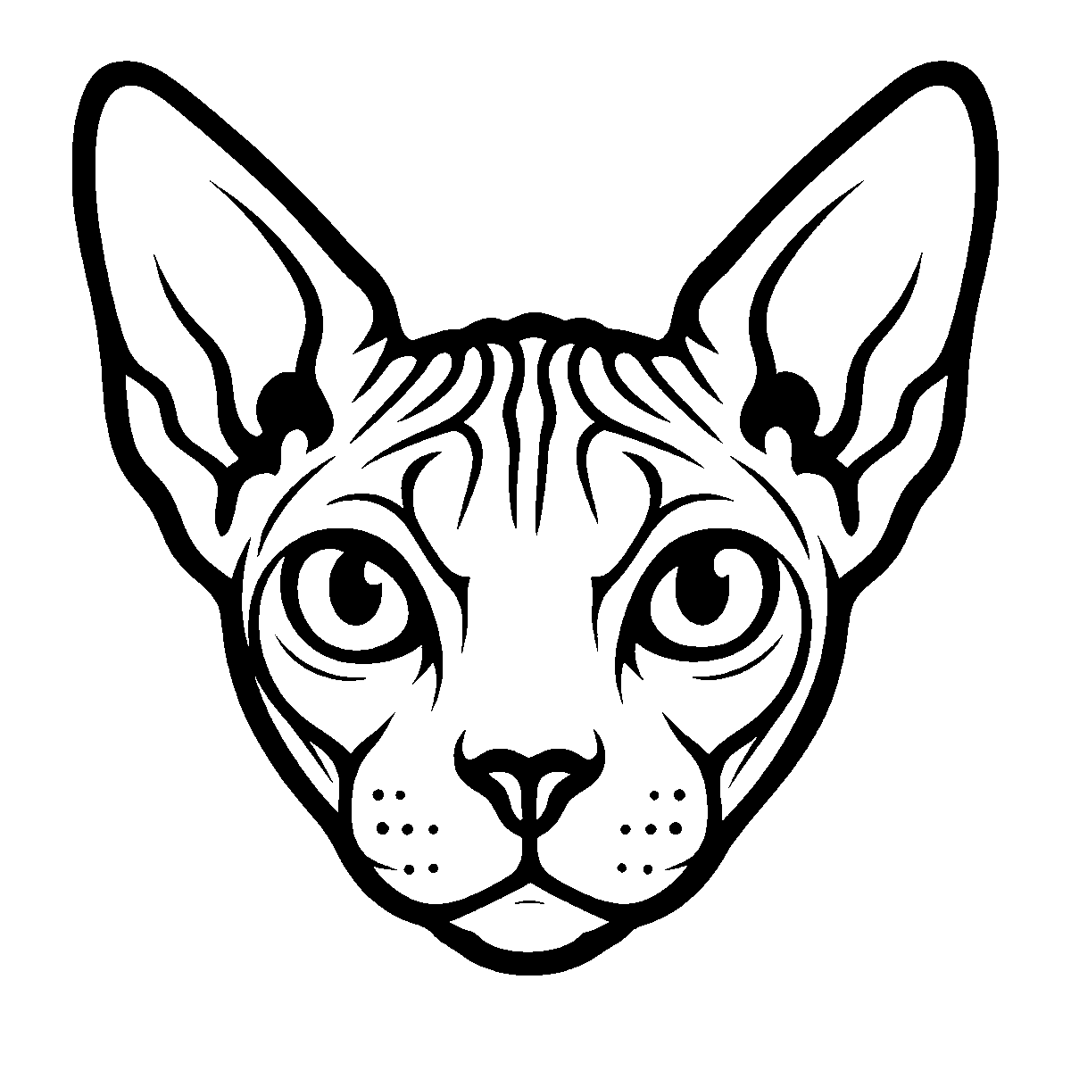Sphynx Cat Face Art SVG free download for Cricut, Silhouette and design projects