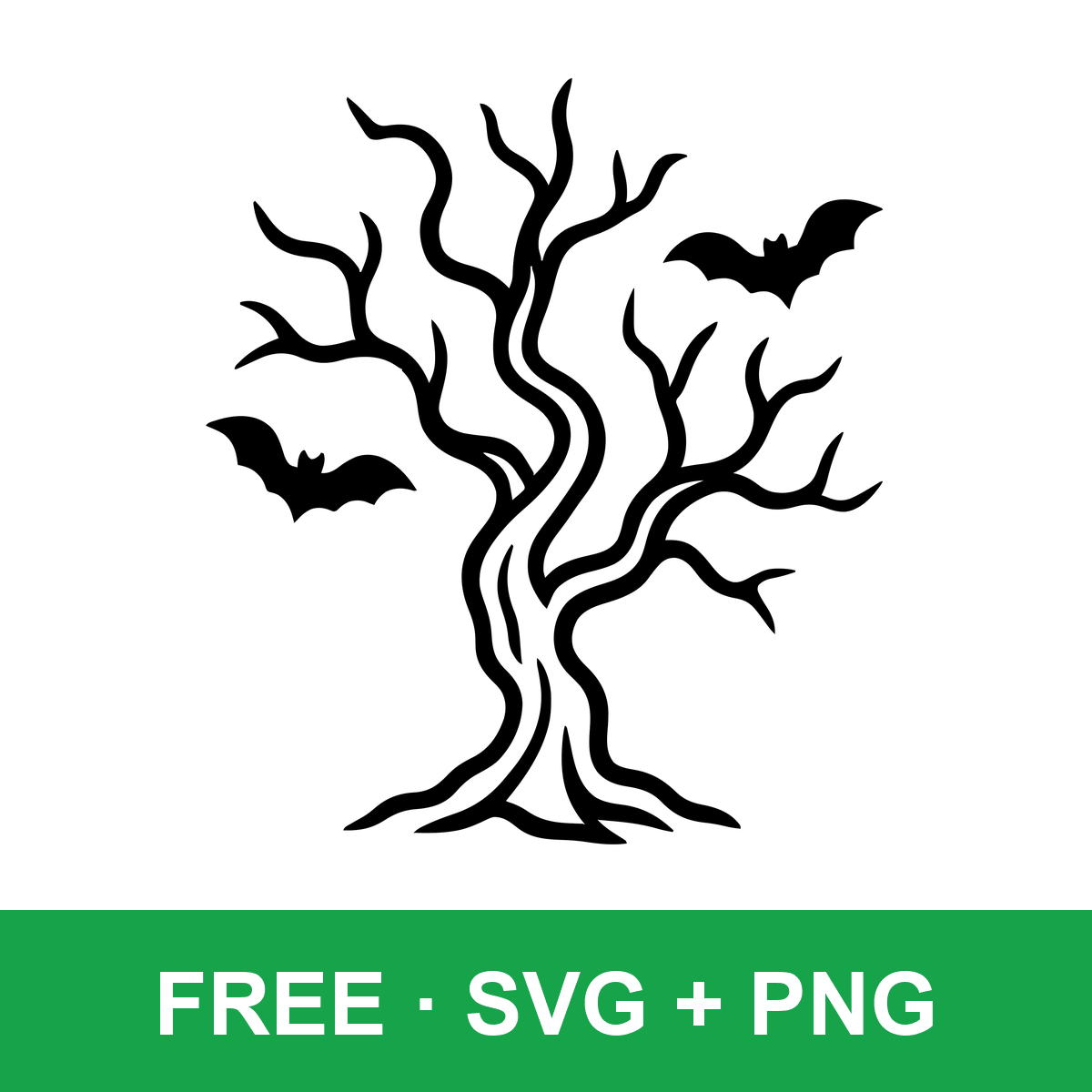 Spooky Tree with Bats free SVG cut file for Cricut and Silhouette