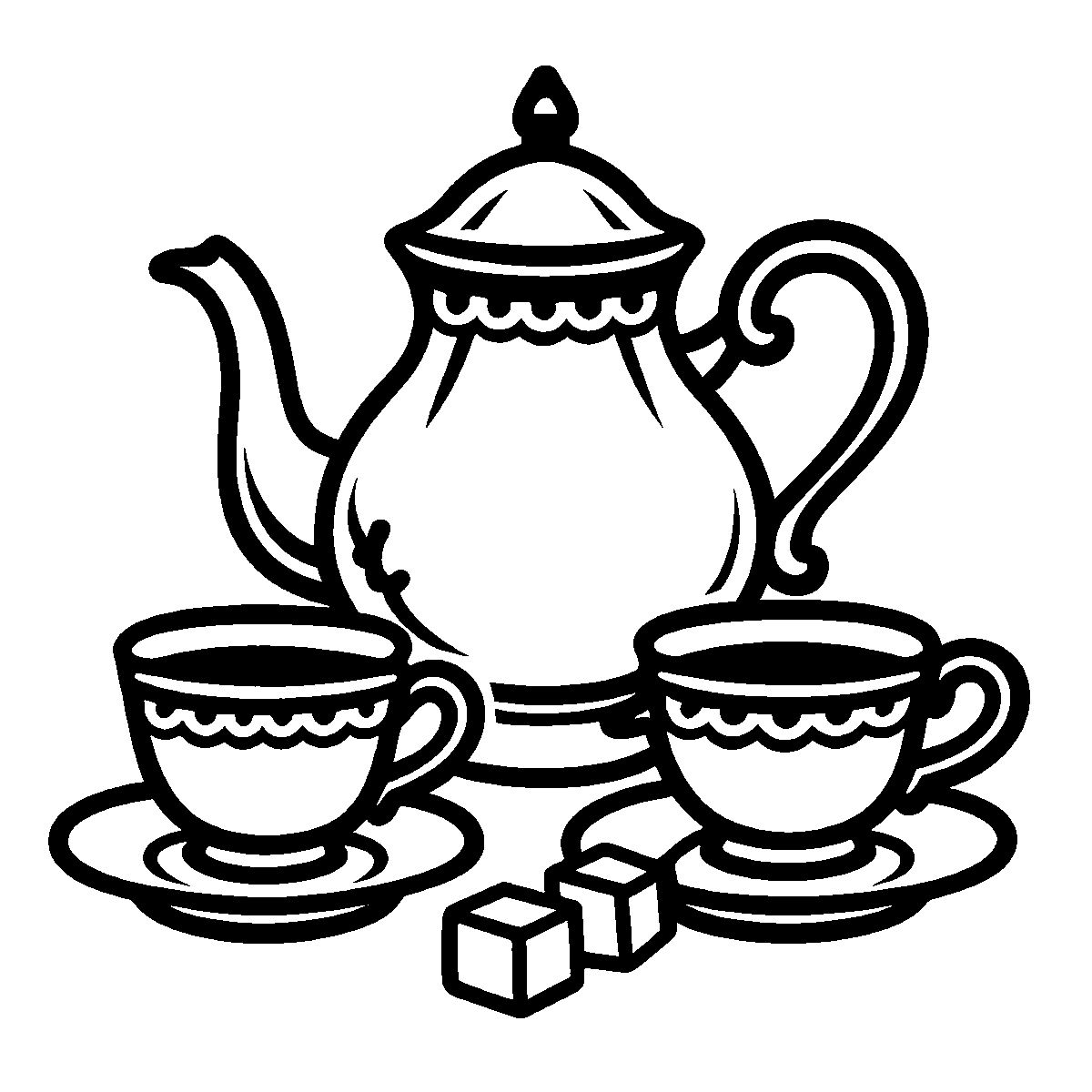 Vintage Tea Set Clipart SVG free download for Cricut, Silhouette and design projects