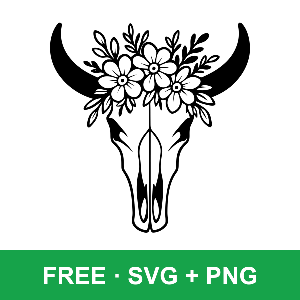 Floral Cow Skull Art free SVG cut file for Cricut and Silhouette