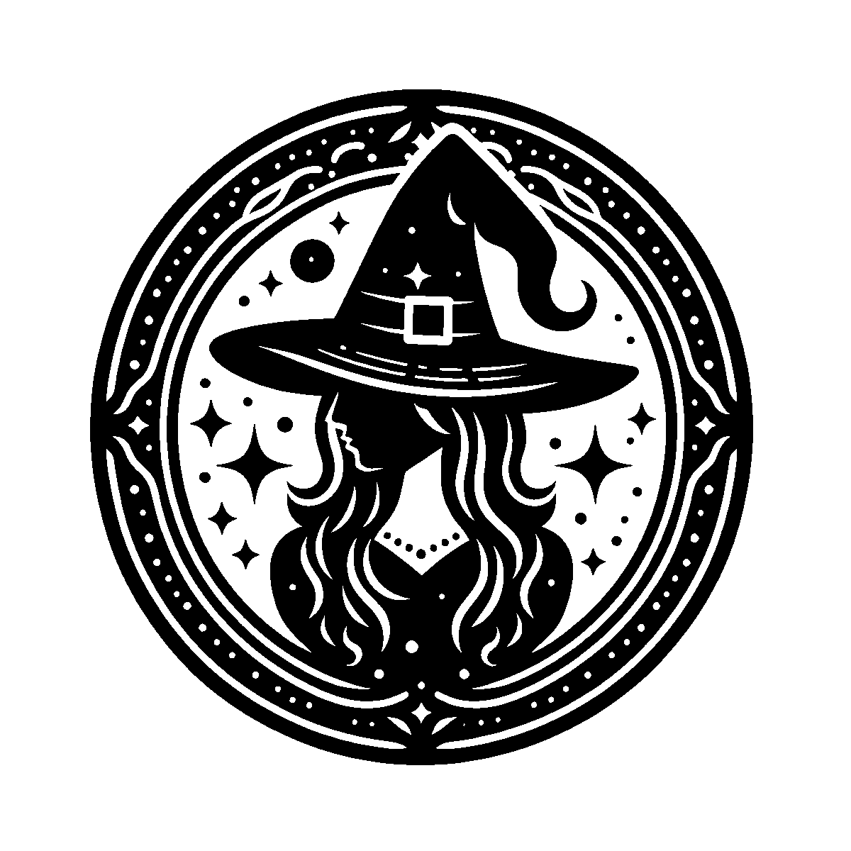 Witch Line Drawing SVG free download for Cricut, Silhouette and design projects