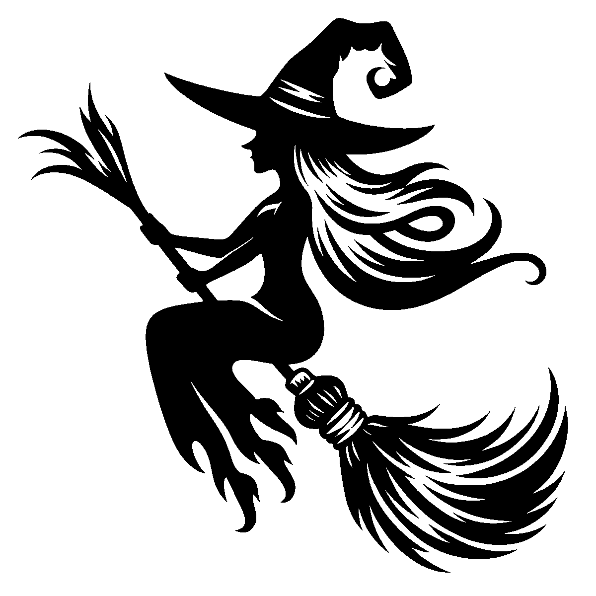 Witch on Broom Clipart SVG free download for Cricut, Silhouette and design projects